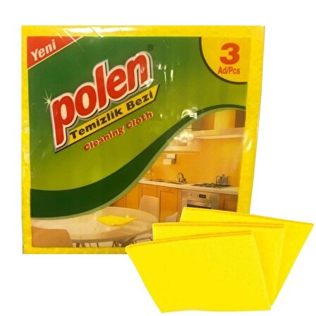 Polen 3'lü Sarı Temizlik Bezi 35 x 35 cm. x 3 Paket